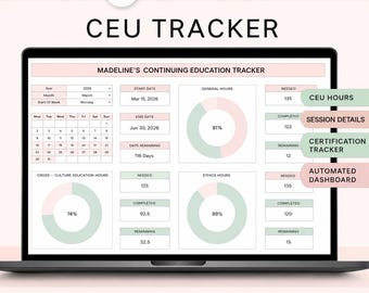 CEUトラッカースプレッドシート 継続教育単位プランナー CEUログ ソーシャルワーク Lcsw Lmft Lpc Lmhc Googleスプレッドシート