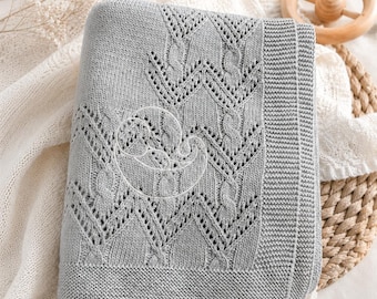 Luxury Knitted Baby Blanket | 100% Cotton Baby Blanket | Newborn Gift | OEKO-TEX Certified | Little Ele