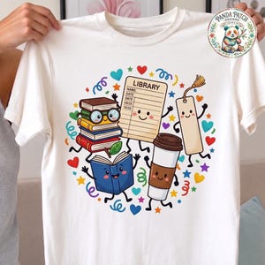 Librarian PNG, Cute Library Crew Shirt Design, Kawaii Book Lover Sublimation, Bookworm Reading Tee, Library Card Digital Download