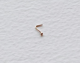 Piercing de nariz pequeño en forma de L de oro amarillo macizo reciclado de 18 quilates / Joyería delicada para piercing