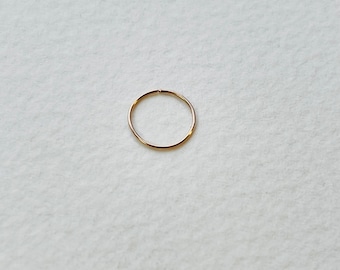 9ct Solid Recycled Yellow Gold Continuous Hoop Ring | 0.6mm 22 Gauge Piercing