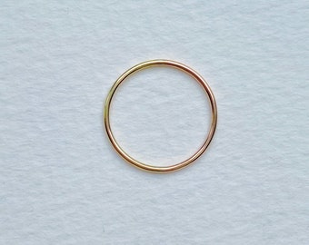 9ct Solid Yellow Gold Skinny Stacking Ring 1mm, Recycled Gold Wedding Band, Minimalist Dainty Thumb Ring, Simple Smooth Plain Gold Band