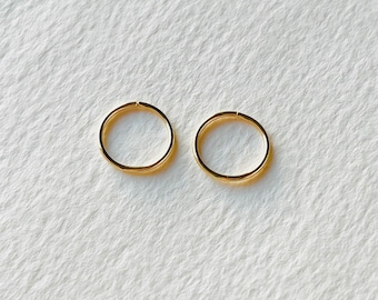 22ct Solid Yellow Gold Sleeper Hoop Earrings 1mm 18g, Continuous Huggie Rings, Recycled Gold Cartilage Piercing, Fine Seam Rings, Lobe