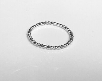 Delicate Skinny Beads Sterling Silver Halo Ring