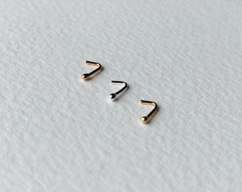 9ct Solid Gold Tiny Nose Stud 0.8mm 20g, Yellow Rose White Gold Nose Pin, Recycled Gold Lobe Piercing Post, Minimalist Dot Earring
