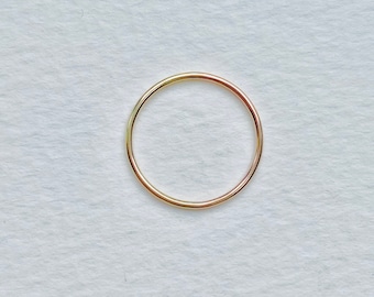 14ct Solid Yellow Gold Skinny Stacking Ring, Recycled Gold Wedding Band, Minimalist Dainty Thumb Ring, Simple Smooth Plain Gold Band