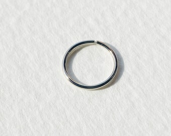 18ct Solid White Gold Cartilage Hoop 1.2mm 16g, Recycled Gold Septum Ring, Seamless Nose Hoop, Helix Rook Conch Earring