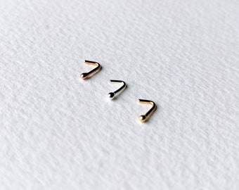 9ct Solid Gold Tiny Nose Stud 0.8mm 20g, Yellow Rose White Gold Nose Pin, Recycled Gold Lobe Piercing Post, Minimalist Dot Earring