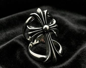 Vintage 925  silver cross ring, CH, gothic punk rock style, a unique accessory suitable for both men and women, perfect gift for him/her.