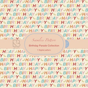 Modèles sans couture | Collection défilé d'anniversaire | Conception de typographie rétro joyeux anniversaire | Papier numérique
