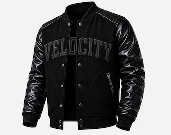 Kurtka Varsity z haftem na zamówienie: czarna bomberka w stylu college'u New York Apparel