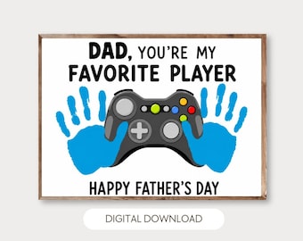 Dad Favorite Player Handprint Craft, Gamer Controller Keepsake (Digital Download)