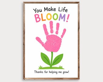 Handprint Flower Craft Keepsake | Toddler Art, Teacher Appreciation (Digital Download)