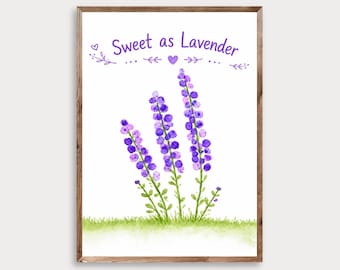 Sweet as Lavender Fingerprint Craft Printable