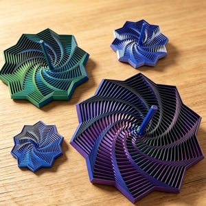 3D Printed Kinetic Spinning Top, Hypnotic Vortex Desk Toy, Optical Illusion Fidget Spinner