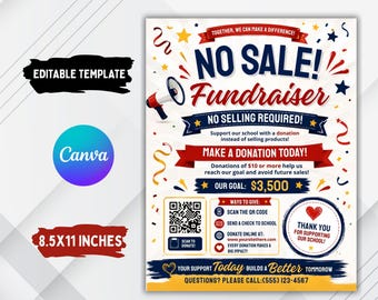 Inzamelingsflyer zonder verkoop | Donatieformulier voor inzamelingsactie | Eenvoudige canvassjabloon voor inzamelingsacties | Donatieblad school, sportteam, club of PTA