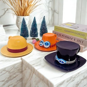 Anime Coffee Mug, Hat-Inspired Collectible Cup, Three-Brothers Theme | Ceramic Saucer Set | Desk Decor