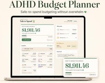 Budgetplaner für Menschen mit ADHS | Ausgabenübersicht | Einfaches Budget-Dashboard | Ausgaben- und Einnahmenplaner | Browser-App
