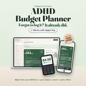 ADHD Budget Planner App | Safe to Spend, Paycheck Budget, Bill Tracker, Debt & Savings Tracker | Works on Phone, Offline, No Subscription