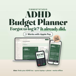 ADHD Budget Planner App | Safe to Spend, Paycheck Budget, Bill Tracker, Debt & Savings Tracker | Works on Phone, Offline, No Subscription
