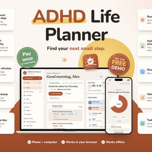 ADHD Life Planner App | Daily Planner, Task and Habit Tracker, Brain Dump, Focus Timer, Routine Planner | Phone & Computer