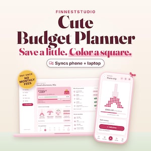 Cute Budget Planner App, Color In Savings Tracker, 100 Envelope Challenge, Paycheck Budget, No Spend Tracker, Syncs Phone and Computer