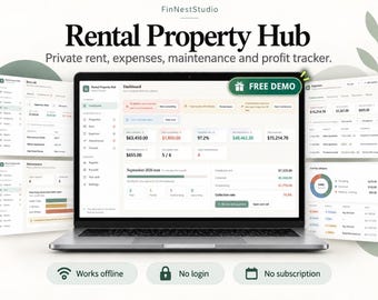 Rental Property Tracker for Landlords | Rent Roll, Expenses, Maintenance, Tenants & Reports | Offline HTML Dashboard