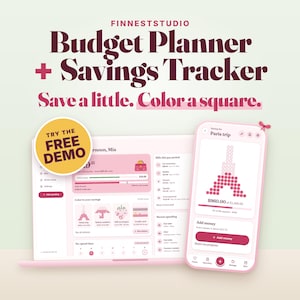 Cute Budget Planner App, Color In Savings Tracker, 100 Envelope Challenge, Paycheck Budget, No Spend Tracker, Syncs Phone and Computer