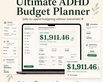 Ultimativer Budgetplaner für Menschen mit ADHS: Finanzzentrale, Gehaltsbudget, Rechnungsübersicht, Rücklagen, Abonnementverwaltung, digitale Budget-App