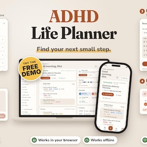 ADHD Life Planner App | Daily Planner, Task and Habit Tracker, Brain Dump, Focus Timer, Routine Planner | Phone & Computer