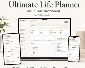 Digital Life Planner Dashboard, tägliche Gewohnheit Ziel-Task-Manager