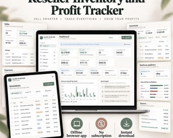 Reseller Profit Tracker | eBay, Poshmark, Mercari Dashboard (Digital Download)