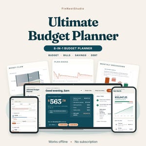 Ultimate Budget Planner: Finance Dashboard, Expense Tracker, Savings, Debt Payoff, Net Worth (Browser App)