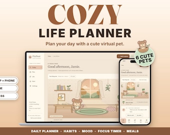 Cozy Life Planner for Phone & Computer, Pip the Dormouse Companion, ADHD Friendly (Digital Download)