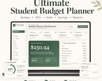 Aplicación web para planificar el presupuesto estudiantil definitivo / Panel de control de finanzas digitales, seguimiento del presupuesto, facturas, deudas, ahorros e informes.
