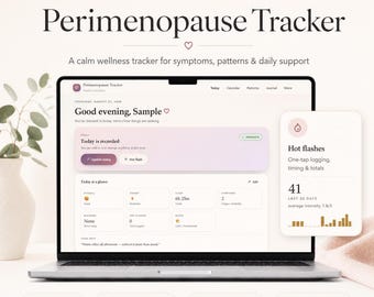 Perimenopause Tracker | Menopause Symptom Journal, Hot Flash & Cycle Tracker, Mood Sleep Patterns | Digital Wellness Planner