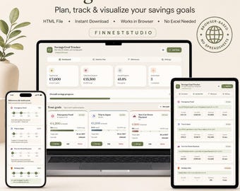 Ersparnis-Tracker-App, Geldziel-Planer, Budget-Dashboard, Notfall-Fund-Tracker, kein Excel erforderlich