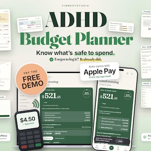ADHD Budget Planner App | Beginner-Friendly Safe to Spend, Paycheck & Bill Tracker | Works on Phone + Apple Pay | No Excel or Subscriptions