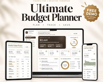 Ultimate Personal Budget Planner, Finance Dashboard, Expense Tracker, Savings Goal, Debt Payoff, Net Worth HTML Template