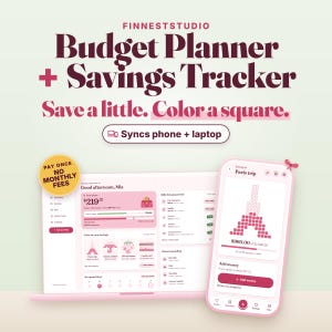 Cute Budget Planner App, Color In Savings Tracker, 100 Envelope Challenge, Paycheck Budget, No Spend Tracker, Syncs Phone and Computer