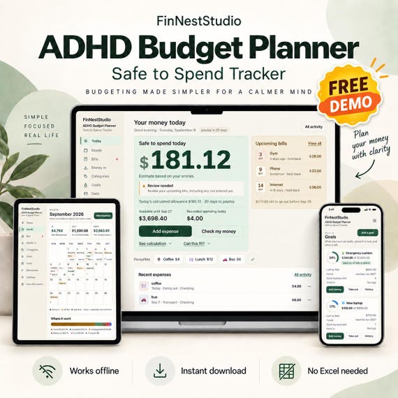 ADHD Budget Planner | Safe-to-Spend Tracker (Browser App)