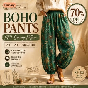 Boho Pants Sewing Pattern | Wide Leg Trousers (PDF Download)