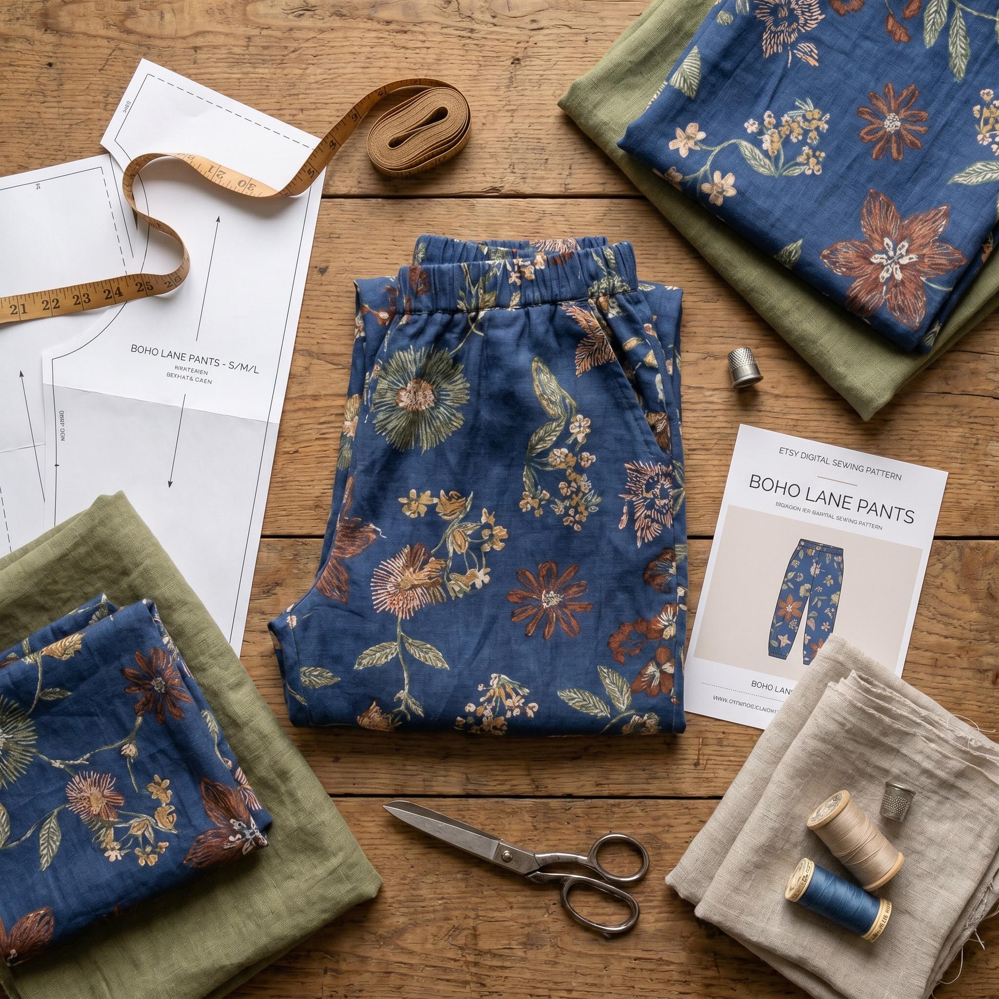 Boho Pants Sewing Pattern | Wide Leg Trousers (PDF Download) - Etsy