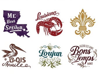 Louisiana SVG Bundle 50 Designs Crawfish Fleur de Lis Pelican PNG Cricut Cut Files New Orleans Cajun Bayou Graphics