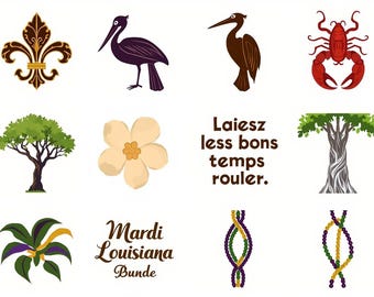 Southern SVG Bundle Louisiana Cajun SVG Fleur De Lis Crawfish Mardi Gras PNG Cricut Nola Bayou Pelican Silhouette Cut Files