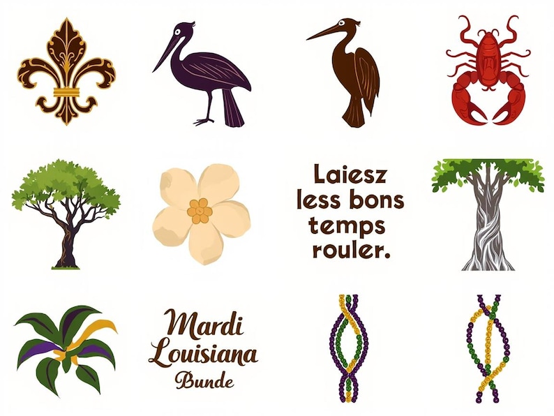 Southern SVG Bundle Louisiana Cajun SVG Fleur De Lis Crawfish Mardi Gras PNG Cricut Nola Bayou Pelican Silhouette Cut Files image 1