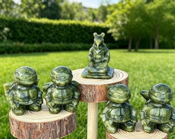 Hand Carved Serpentine Ninja Turtle Figurine | Natural Crystal Mini Carving