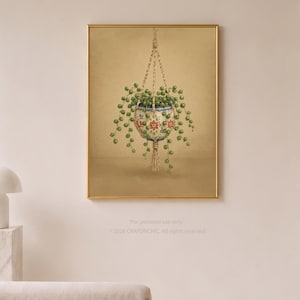 String of Pearls Plant Print, Portuguese Pot Botanical Art (Digital Download)