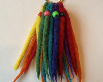 Hand-Felted Wool Keychain – Rainbow "Dread" Style – From Turkey