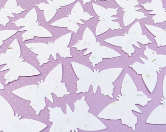 100 White Plantable Seed Butterflies 280gsm / WildFlower Meadow Biodegradable Eco Friendly Seeded Hearts / Wedding Decor